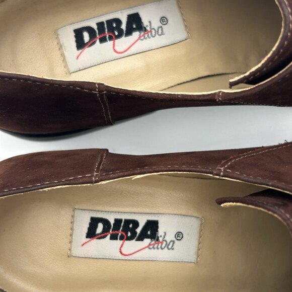 VTG DIBA Womens 9.5 Brown Lace Up Oxford Nubuck Style Upper 1.25 Inch Heel Shoes - Picture 10 of 12